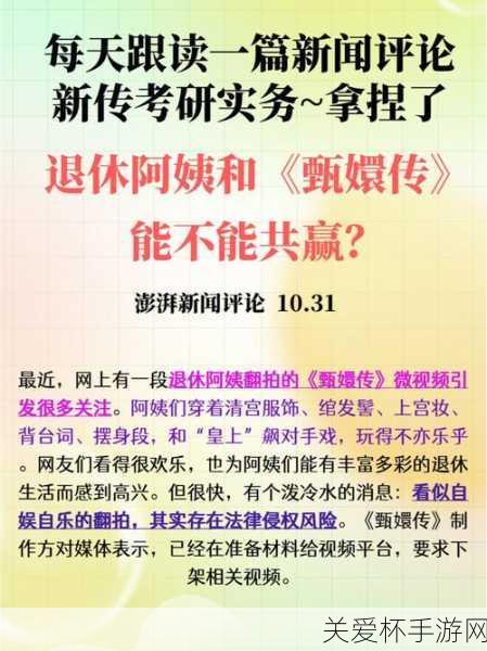 手游新风尚，退休阿姨甄嬛传翻拍热潮引领宫廷策略新玩法